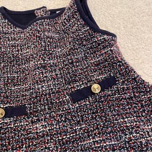 JANIE and JACK Baby Girl Blue w/ Red, White, & Blue Tweed Sleeveless Dress